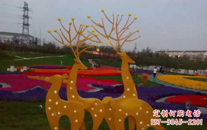 湖南不锈钢美陈动物鹿雕塑