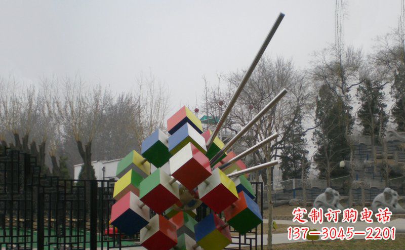 湖南不锈钢魔方雕塑,玩转您的公园