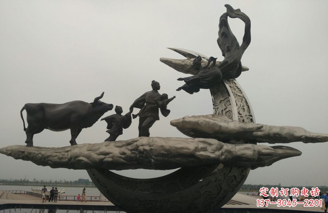 湖南古典传说景观雕塑牛郎织女