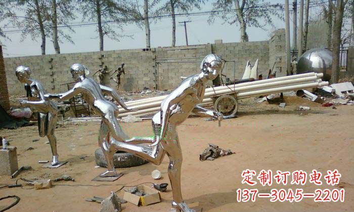 湖南精致美丽的不锈钢跑步女孩雕塑