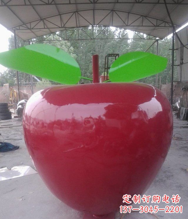 湖南黑凤凰不锈钢苹果景观雕塑