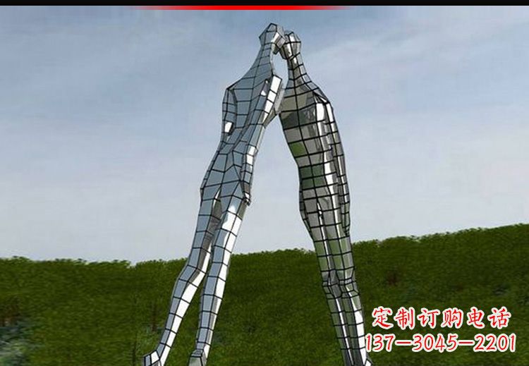 湖南公园不锈钢情侣人物雕塑