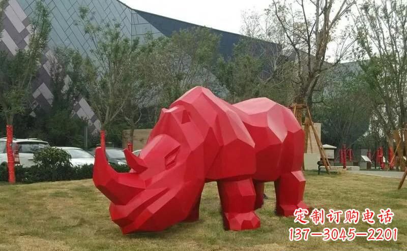 湖南摩洛哥高端不锈钢犀牛雕塑