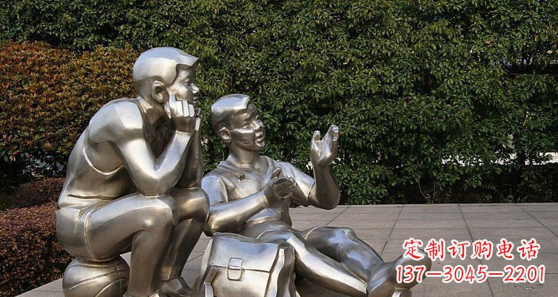 湖南一起勇敢长大——不锈钢学生雕塑