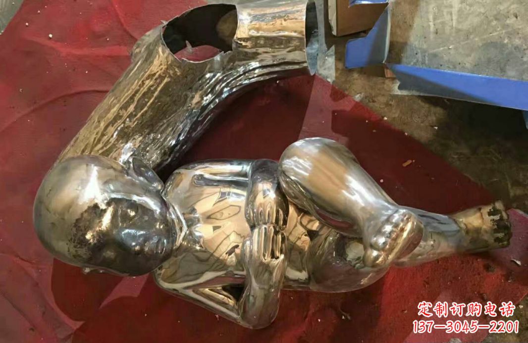 湖南风格时尚可爱的不锈钢儿童雕塑