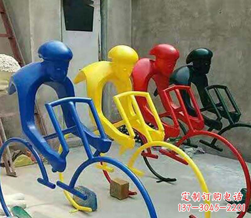 湖南不锈钢自行车运动人物景观雕塑