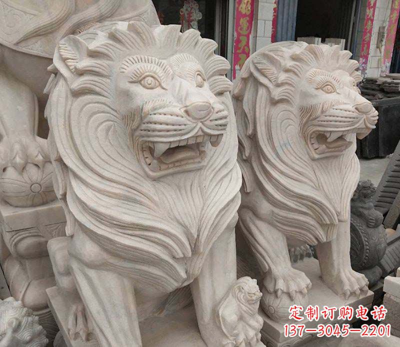 湖南公园踩球西洋狮动物石雕