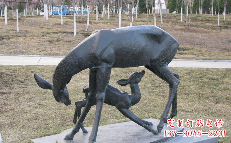 湖南母子鹿铜雕艺术塑像