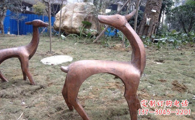 湖南室外铜鹿雕塑