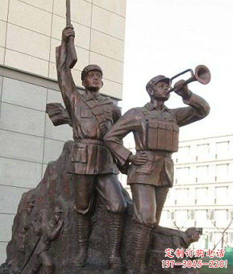 湖南革命精神熠熠冲锋号铜雕