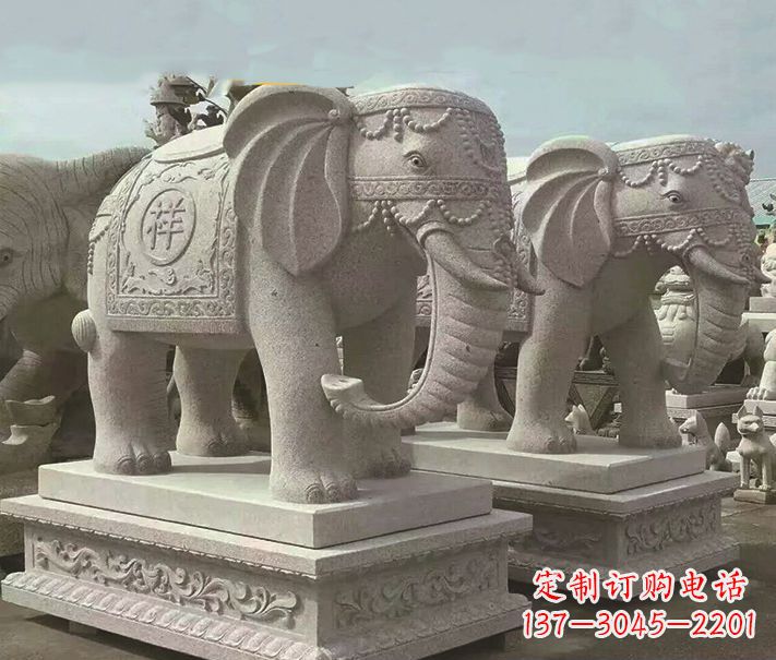 湖南公园大理石大象动物石雕 (3)