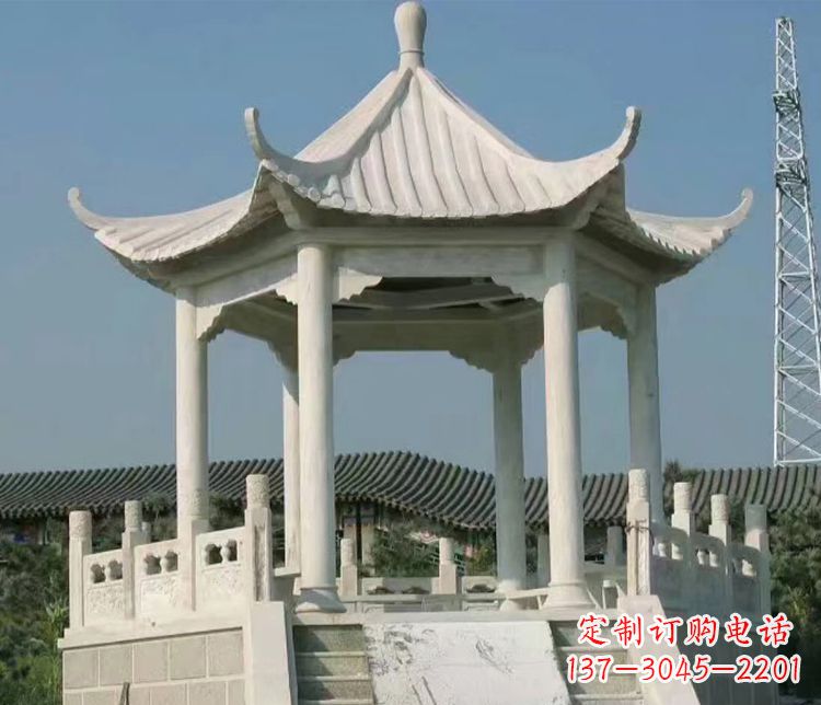 湖南极具视觉冲击力的大理石六角石凉亭雕塑