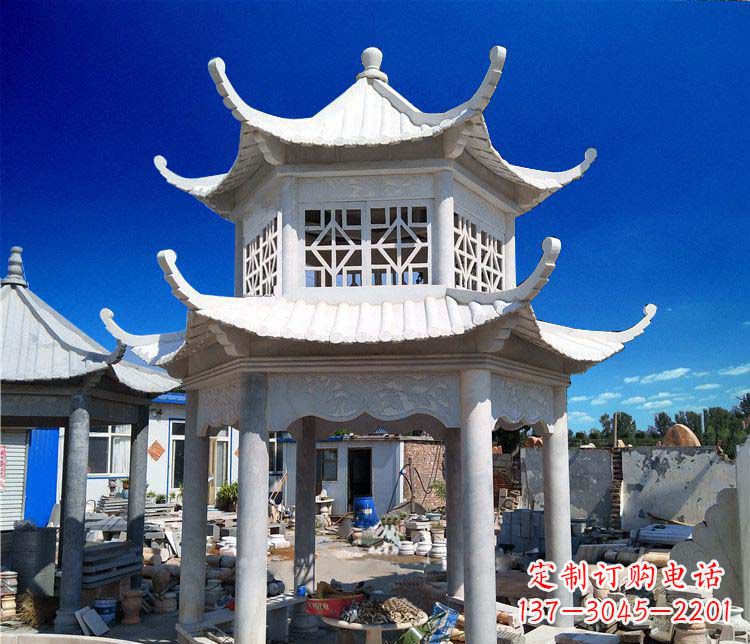 湖南大理石双层凉亭雕塑