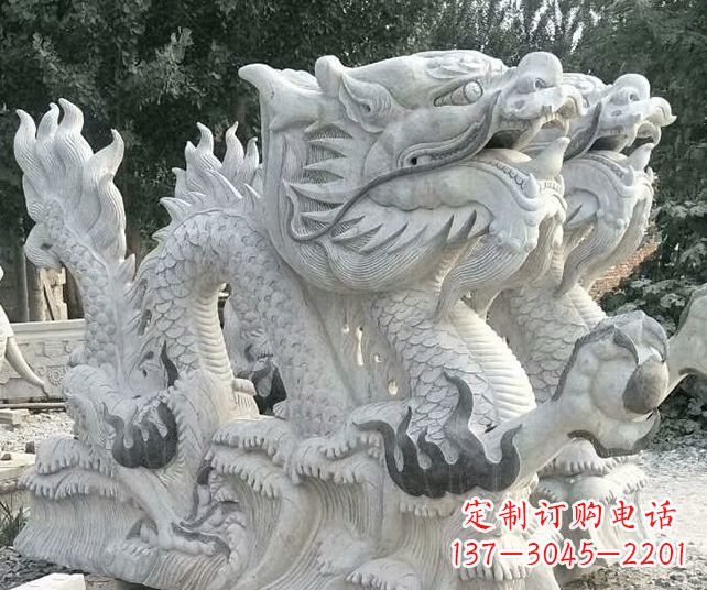 湖南优雅古典大理石生肖龙雕塑