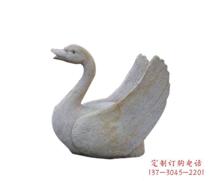 湖南公园大理石天鹅喷泉景观石雕