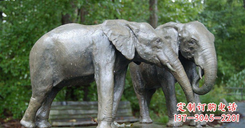 湖南公园大象动物铜雕 (2)