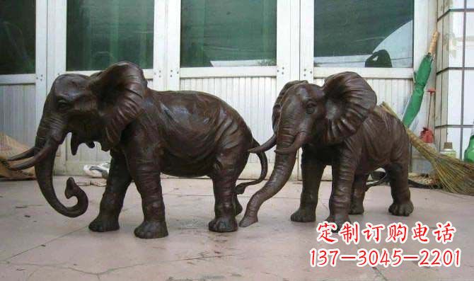 湖南传统文化雕塑雕刻大象招财神像