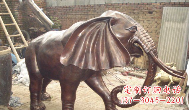 湖南精美细腻的铸铜大象雕塑