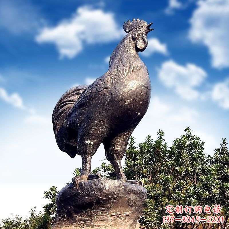 湖南威风凛凛的大型铸铜酉鸡雕塑
