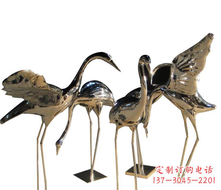 湖南三角中国领雕塑不锈钢仙鹤雕塑