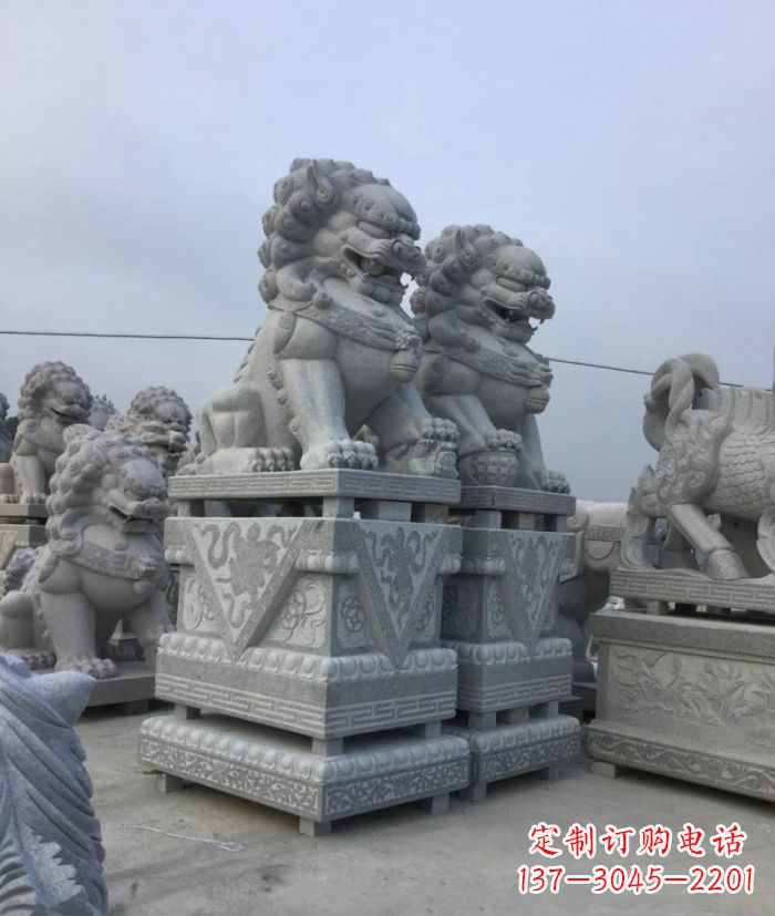 湖南公园动物大理石狮子石雕 (4)