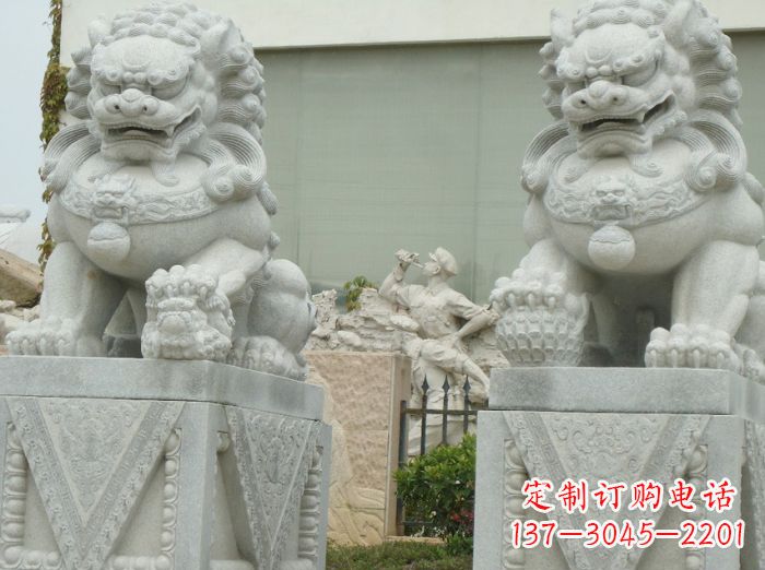 湖南公园动物大理石狮子石雕 (5)
