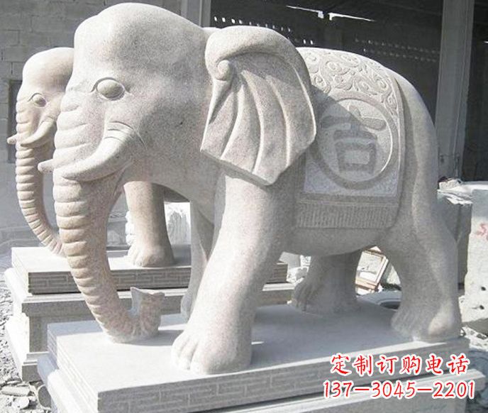 湖南公园动物吉祥大象石雕 (2)