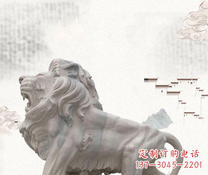 湖南公园动物欧式石狮子雕塑