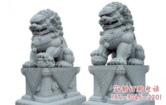 湖南公园动物青石狮子石雕