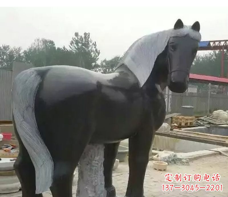 湖南公园动物小马石雕