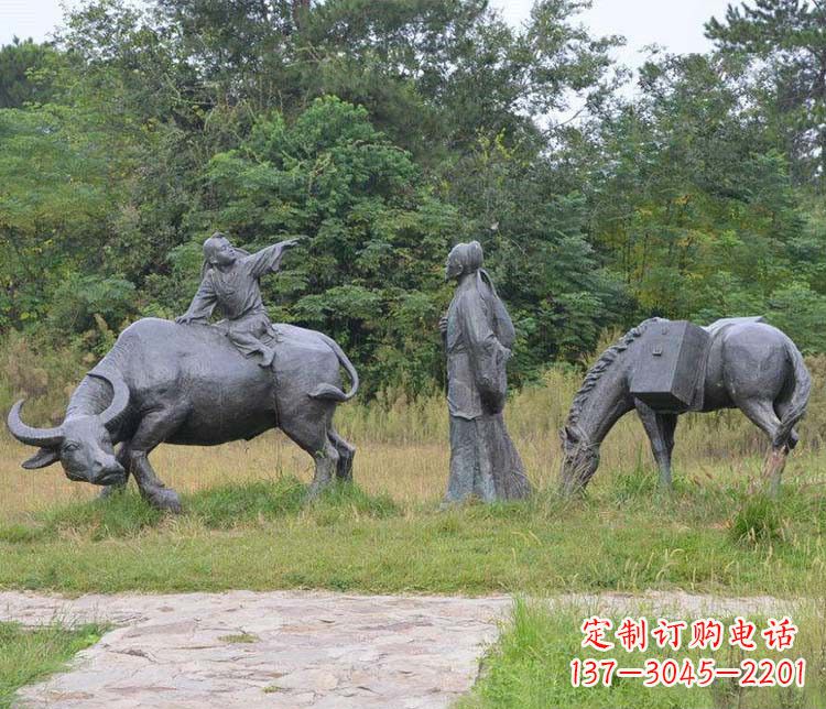 湖南公园杜牧人物小品铜雕