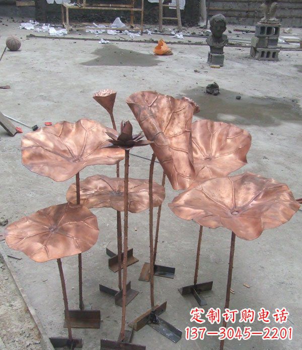 湖南公园锻铜荷花景观铜雕