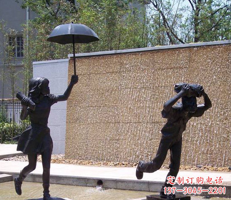 湖南抗风雨小男孩铜雕