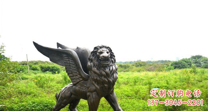 湖南公园飞狮动物铜雕