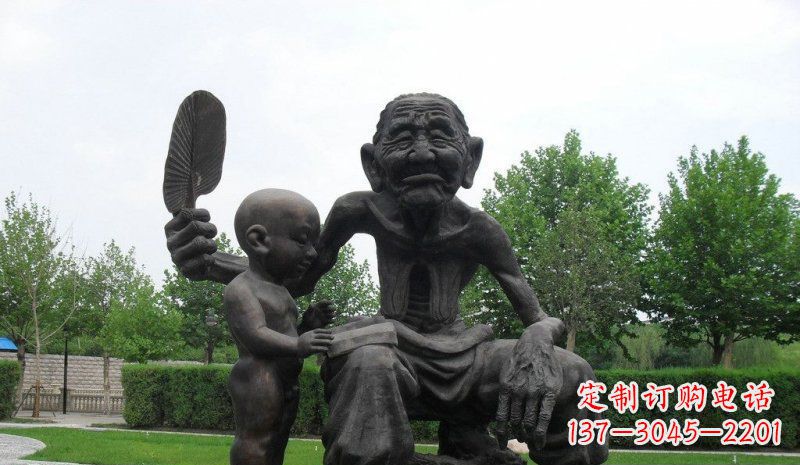 湖南温馨老人铜雕