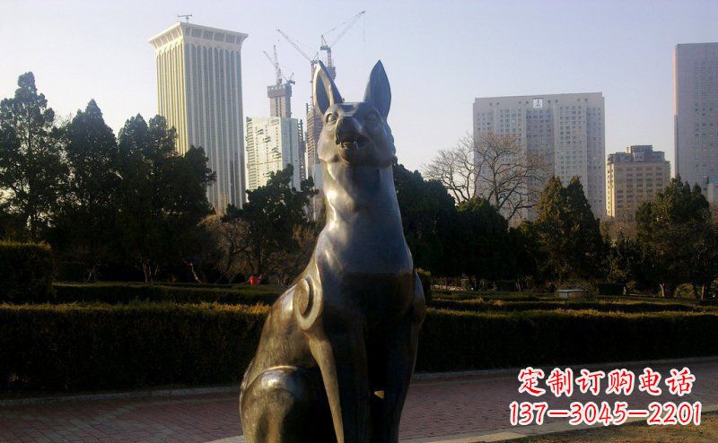 湖南公园狗动物铜雕