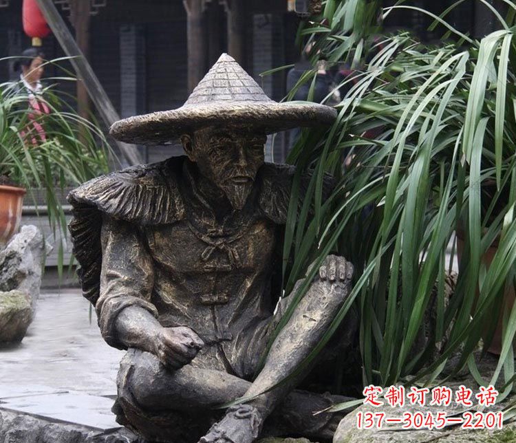 湖南中领雕塑定制——古典经典“渔翁”铜雕