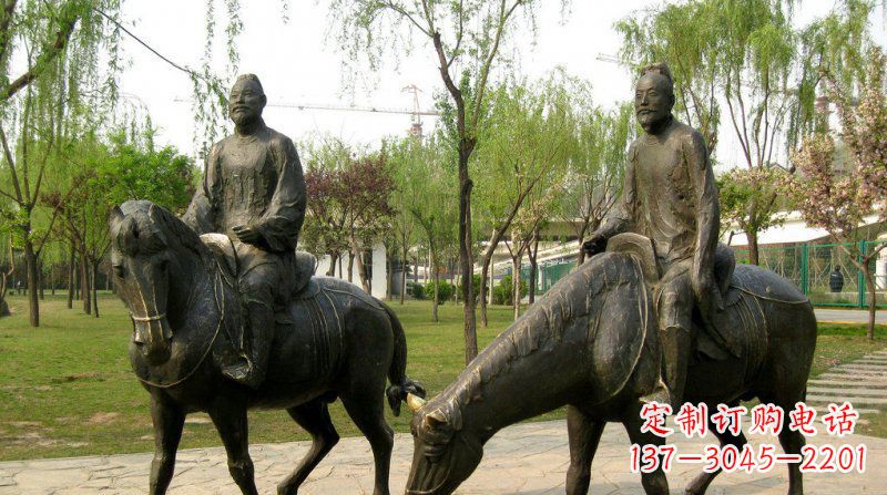 湖南公园古人骑马人物铜雕