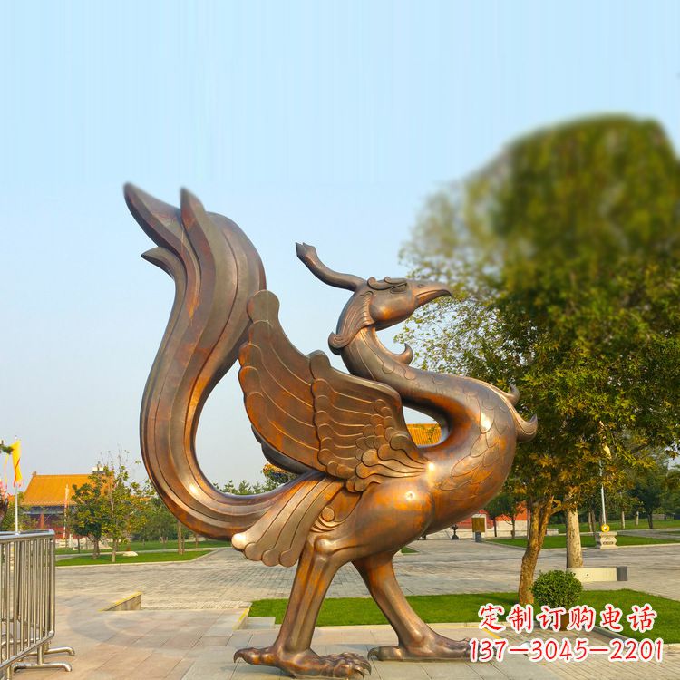湖南公园广场四灵之朱雀纯铜铸造雕塑