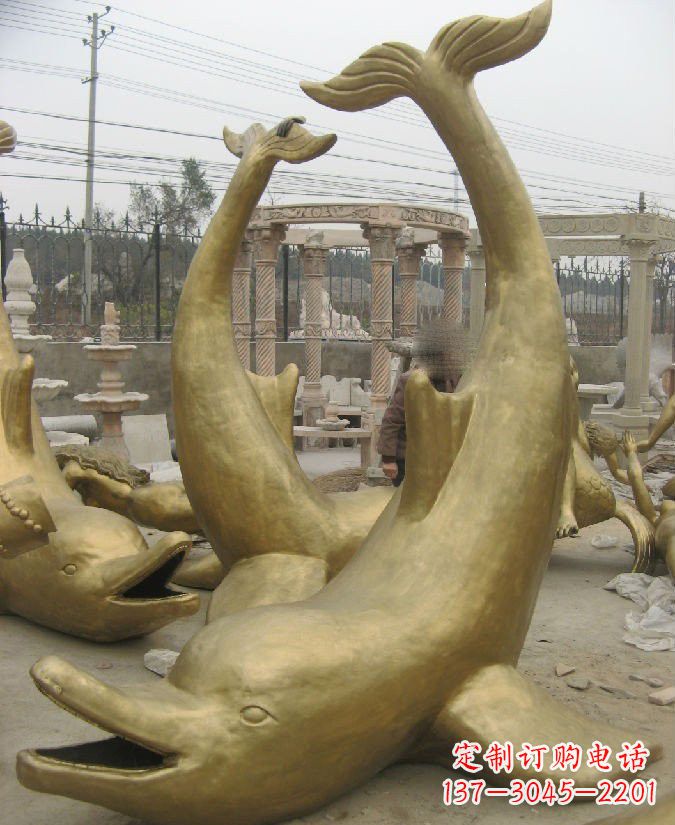 湖南海豚铜雕 精美装饰