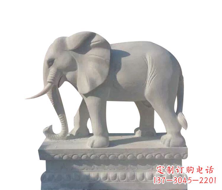 湖南公园汉白玉大象动物石雕