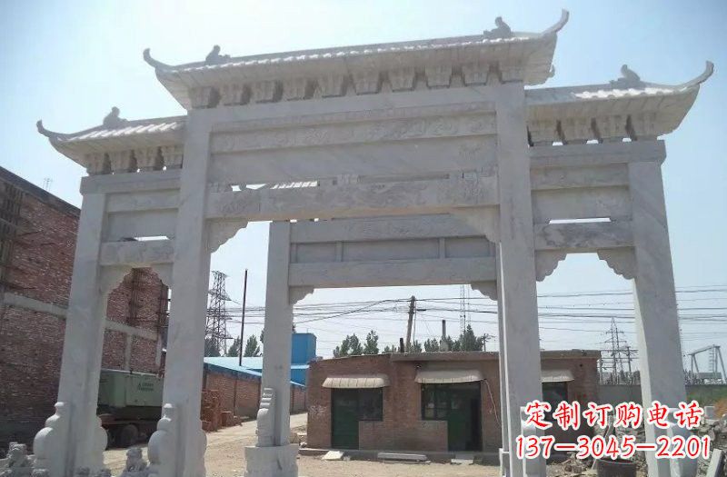 湖南牌坊石雕 – 三门牌坊石雕,极具风格的艺术品