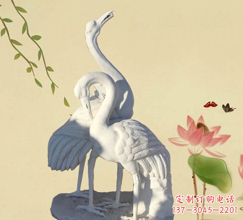 湖南公园汉白玉仙鹤石雕