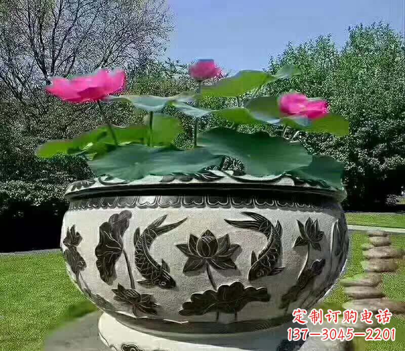 湖南唯美鲤鱼水缸雕塑