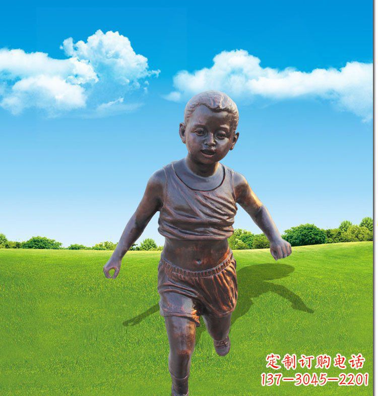 湖南优雅玻璃钢仿铜儿童雕塑