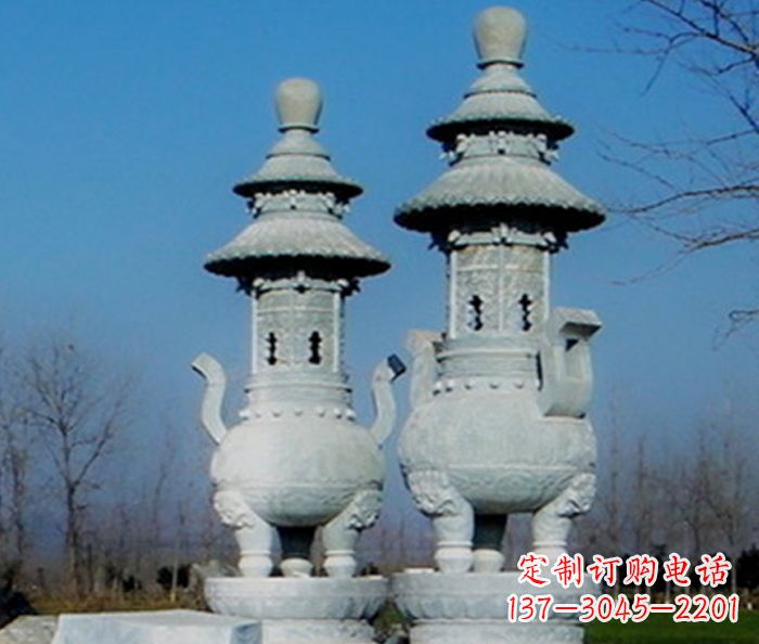 湖南公园景观仿古石雕香炉
