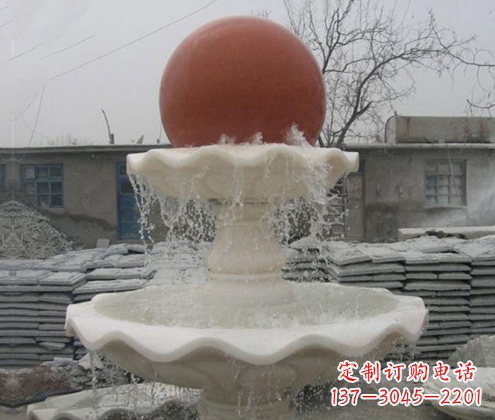 湖南公园景观汉白玉风水球喷泉石雕