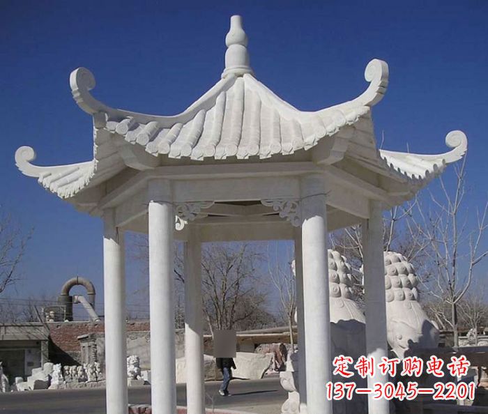 湖南汉白玉凉亭石雕