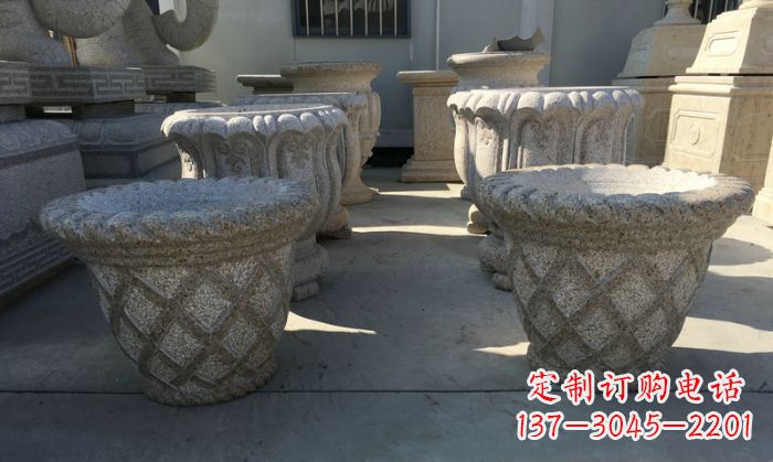 湖南花篮式花盆石雕