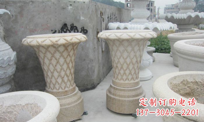 湖南花篮式石雕镂空花盆